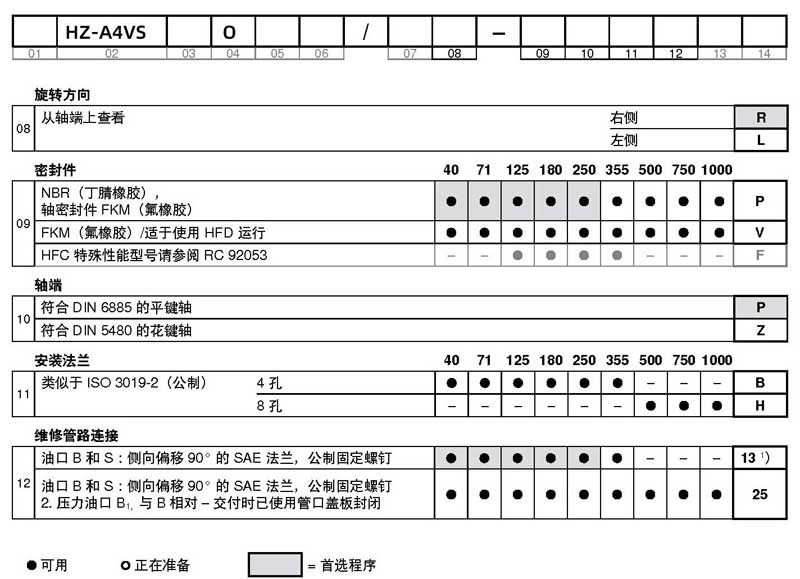 HZ-A4VSO柱塞泵选型说明书